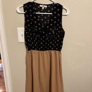Modcloth Black and Tan Polka Dot Mini Dress